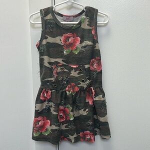 Sofi Clothing Girls Camo and Roses Distressed Dress size 4